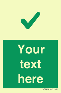 Custom green background, green tick sign